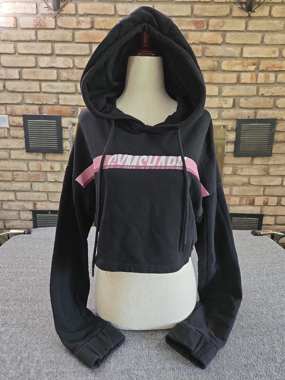 Gymshark 2019 Fraction Graphic Cropped Hoodie Sweatshirt Womans Sz Sm Athletic